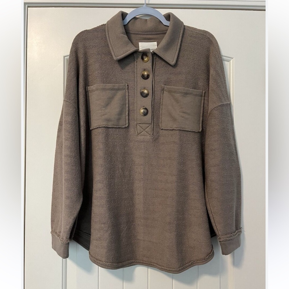American Eagle Collared Button Pullover Henley